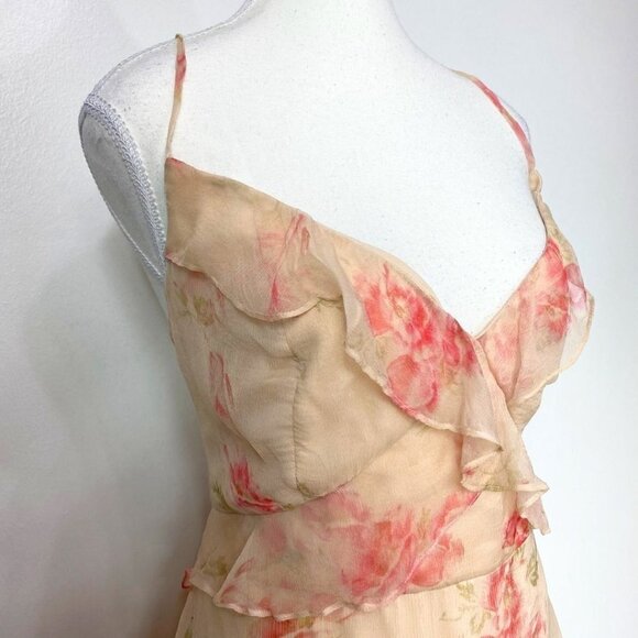 NWT BHLDN CLARE PINK SLEEVELESS FLORAL SHEER CHIFFON OVERLAY FORMAL DRESS - 16 - Picture 6 of 12